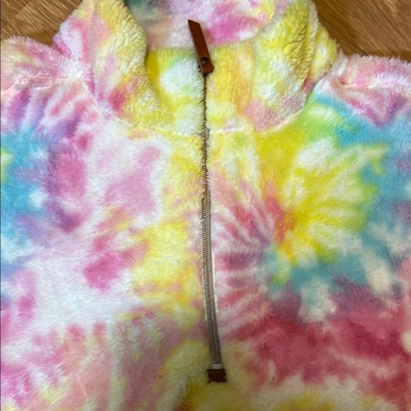 Vibrant Pink and Yellow Hoodie Sweatshirt Sherpa 1/4 zip new size XXL - Picture 3 of 5